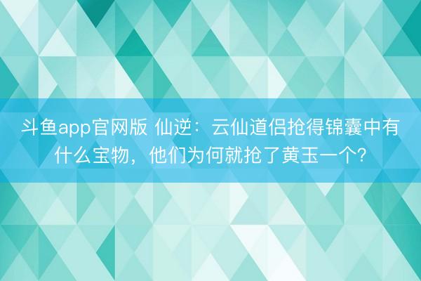 斗鱼app官网版 仙逆：云仙道侣抢得锦囊中有什么宝物，他们为何就抢了黄玉一个？