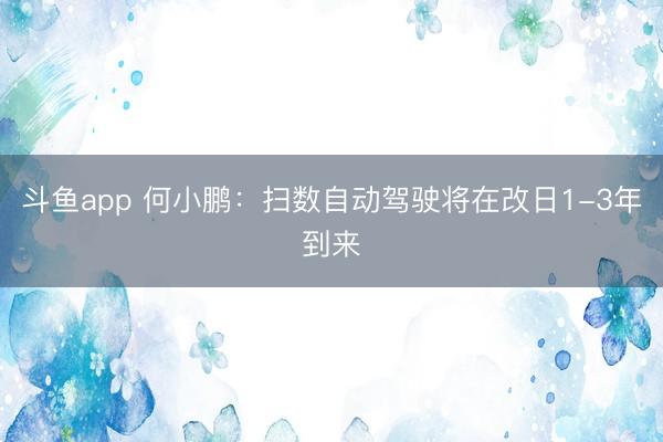 斗鱼app 何小鹏：扫数自动驾驶将在改日1-3年到来