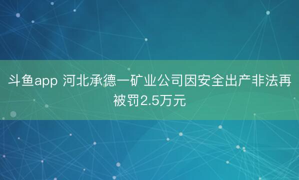 斗鱼app 河北承德一矿业公司因安全出产非法再被罚2.5万元