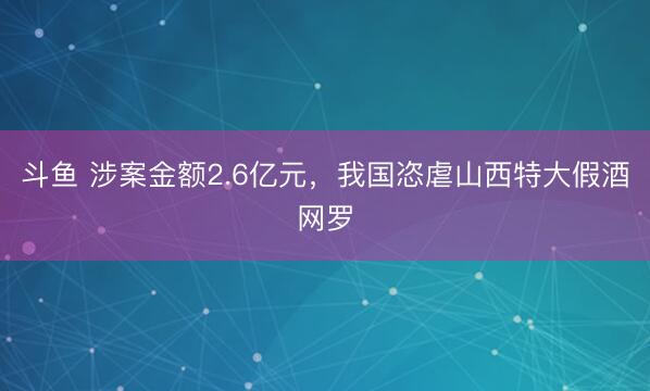 斗鱼 涉案金额2.6亿元，我国恣虐山西特大假酒网罗