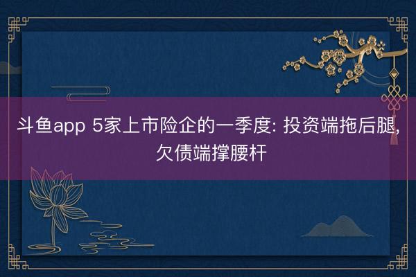 斗鱼app 5家上市险企的一季度: 投资端拖后腿， 欠债端撑腰杆