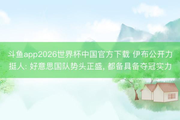斗鱼app2026世界杯中国官方下载 伊布公开力挺人: 好意思国队势头正盛, 都备具备夺冠实力